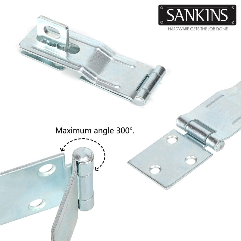 SANKINS 4-1/2"" Swivel Staple Safety Hasps, Gate Door Hasp Latches Safety Packlock Clasp Locking with Twist Knob for Fence, Gate, Cabinet, in Zinc Plated, 2 Pack - Image 3